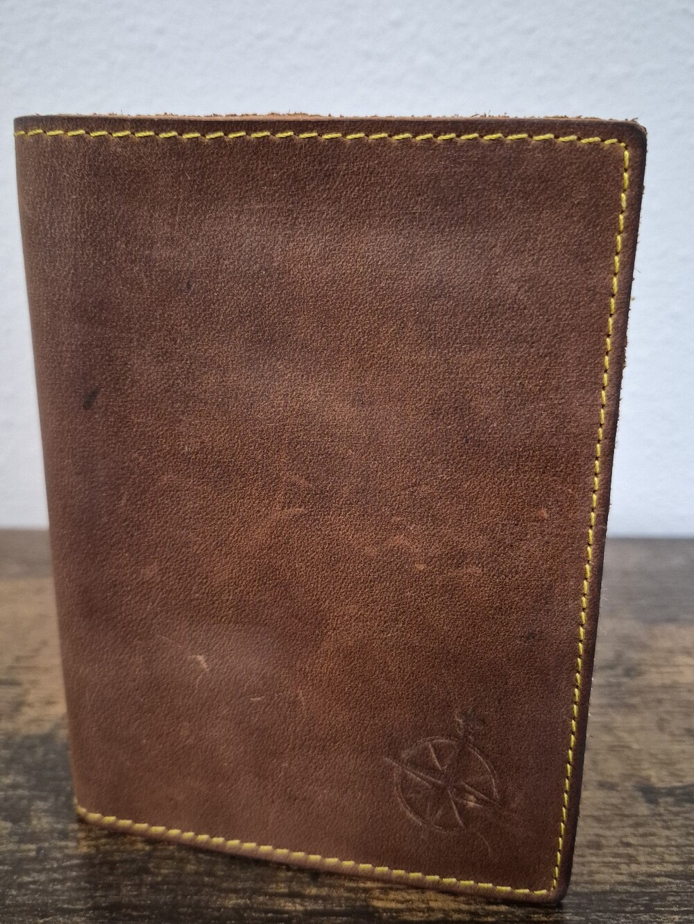 Wanderings Leather Travel Wallet With Passsport Holder Brown 5.5x4"